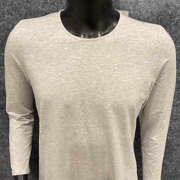 NEW Pure J Jill WOMENS LARGE PETITE Gray Stretch Long-Sleeve Shirttail Tee Shirt - Picture 5 of 16